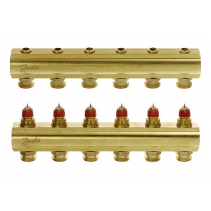 Danfoss 088U0506 - Manifold FHF, Brass, Number of heating manifold connections [loops] [Max]: 6, 10 bar